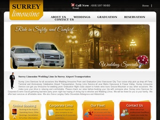 Screenshot representing the Surrey Limo website project